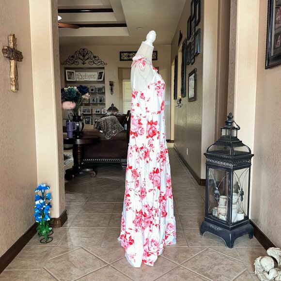 Temu*Floral Print Tied Straps Tiered Maxi Dress - Picture 4 of 4